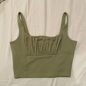 Green crop tank top